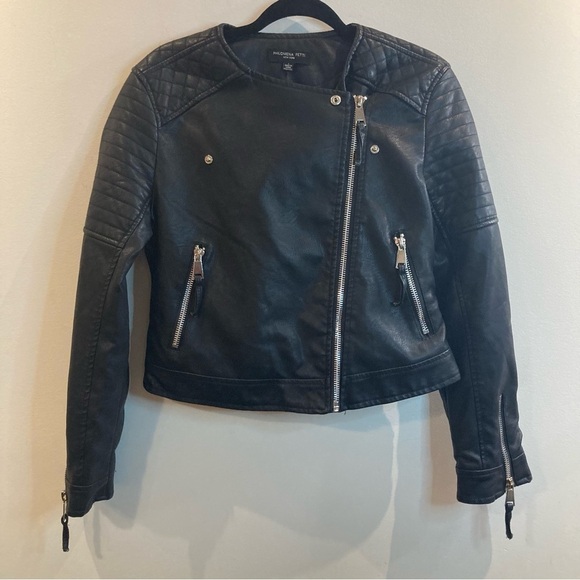 PHILOMENA PETTI Sz L Vegan Leather Quilted Details  Zipper Closure Moto Jacket - Picture 8 of 12